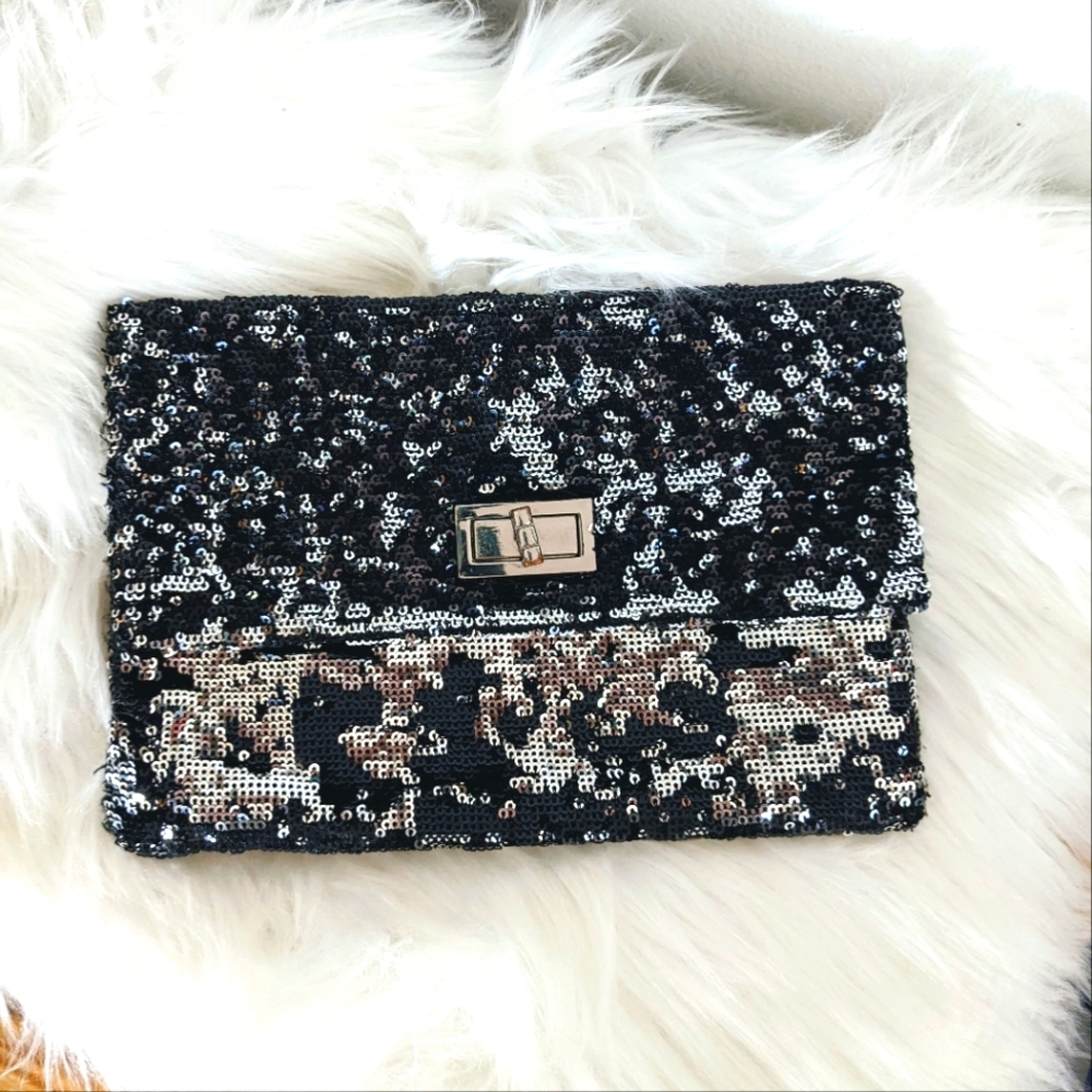 Sequin Flap Clutch Evening Bag
